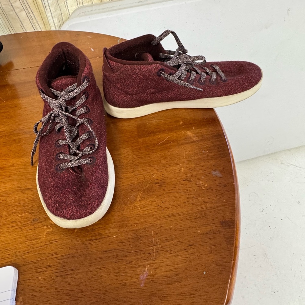 ALLBIRDS Tree Toppers Burgundy High-Top Sneakers mens 11 wool